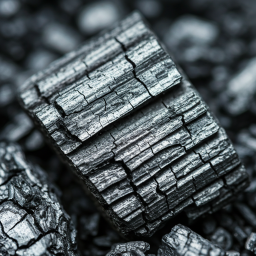 Macro close-up of high quality black biochar texture showing porous structure and carbon density